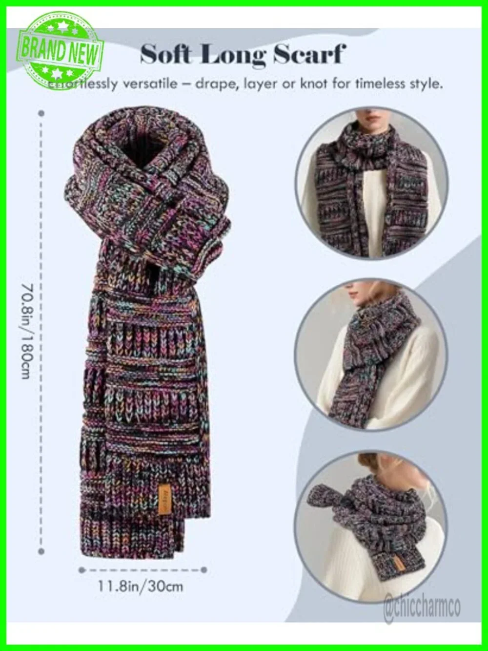 Women's Winter Beanie Hat Scarf Gloves Touchscreen Set Acrylic